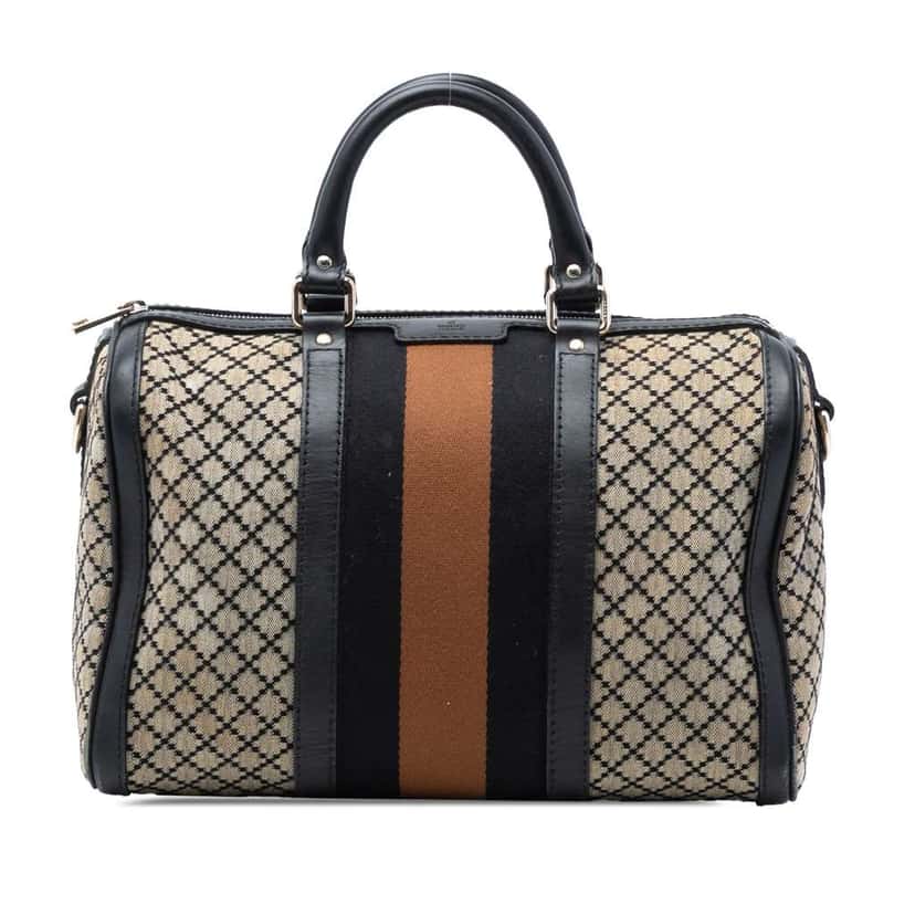 Gucci Medium Diamante Canvas Web Joy Boston Bag Brown Canvas Good condition - Front View