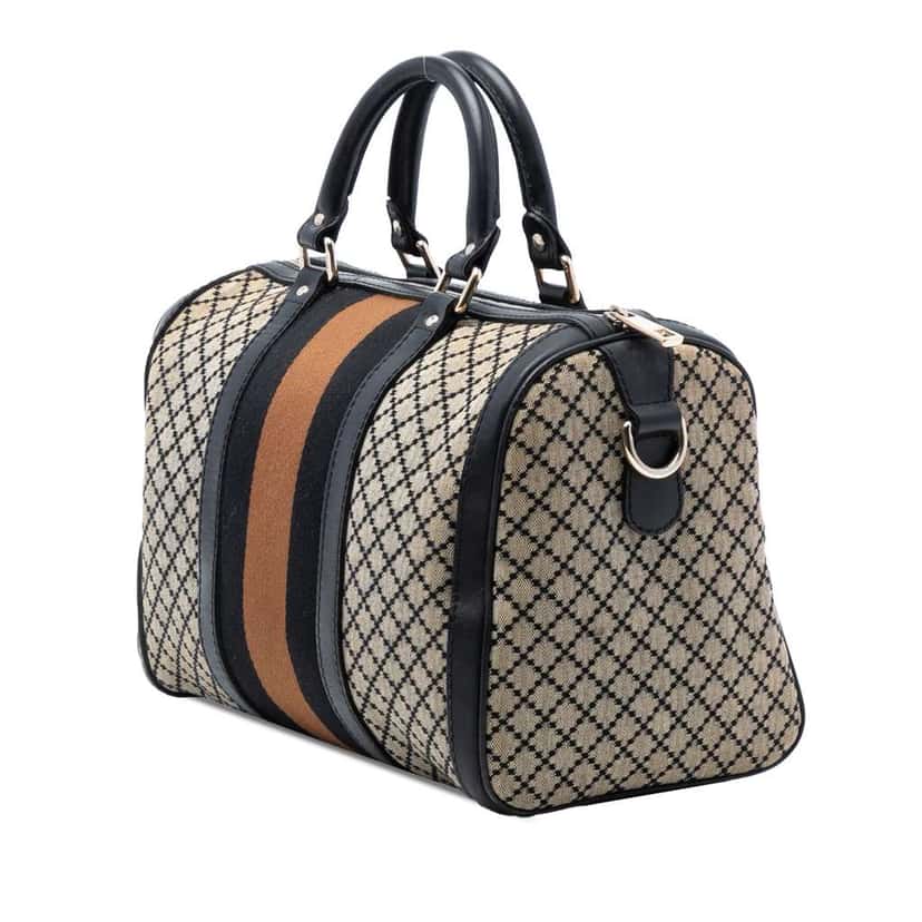 Gucci Medium Diamante Canvas Web Joy Boston Bag Brown Canvas Good condition - Back View