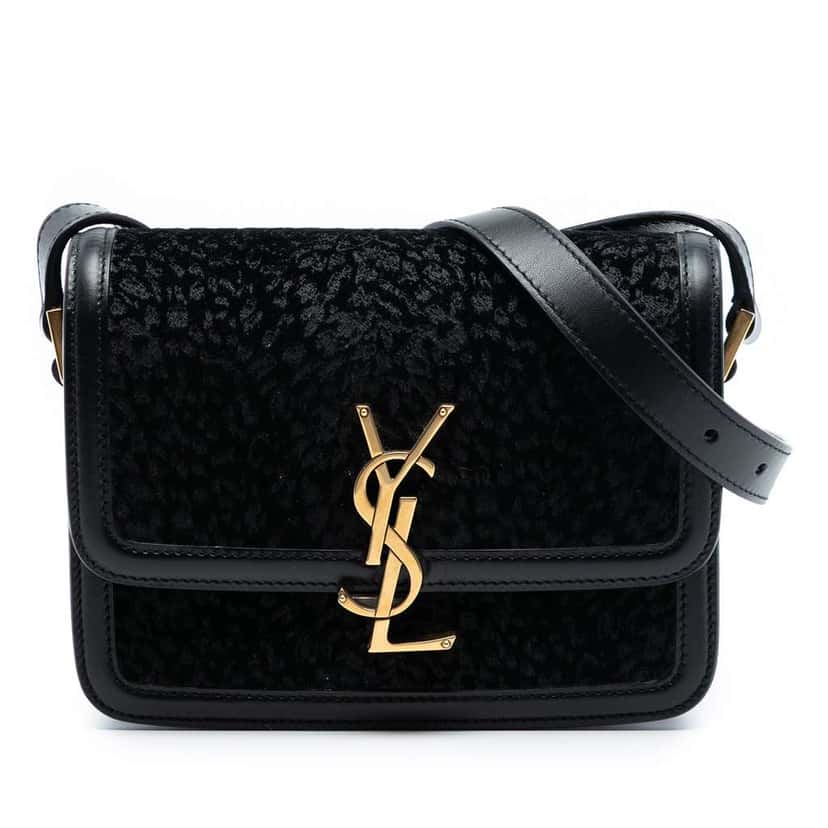 Saint Laurent Small Velvet Solferino Satchel In Box Black Velvet Very good condition - Front View
