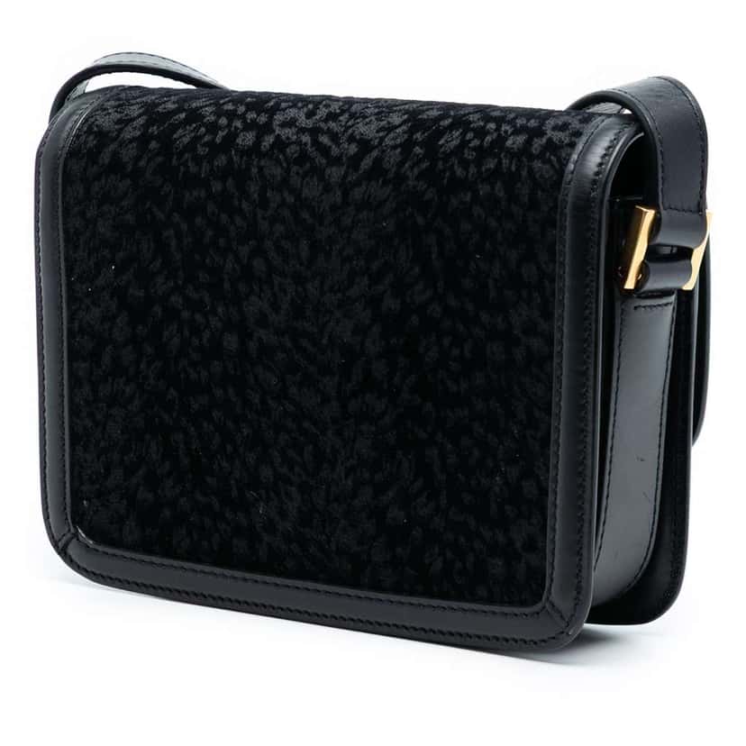 Saint Laurent Small Velvet Solferino Satchel In Box Black Velvet Very good condition - Back View