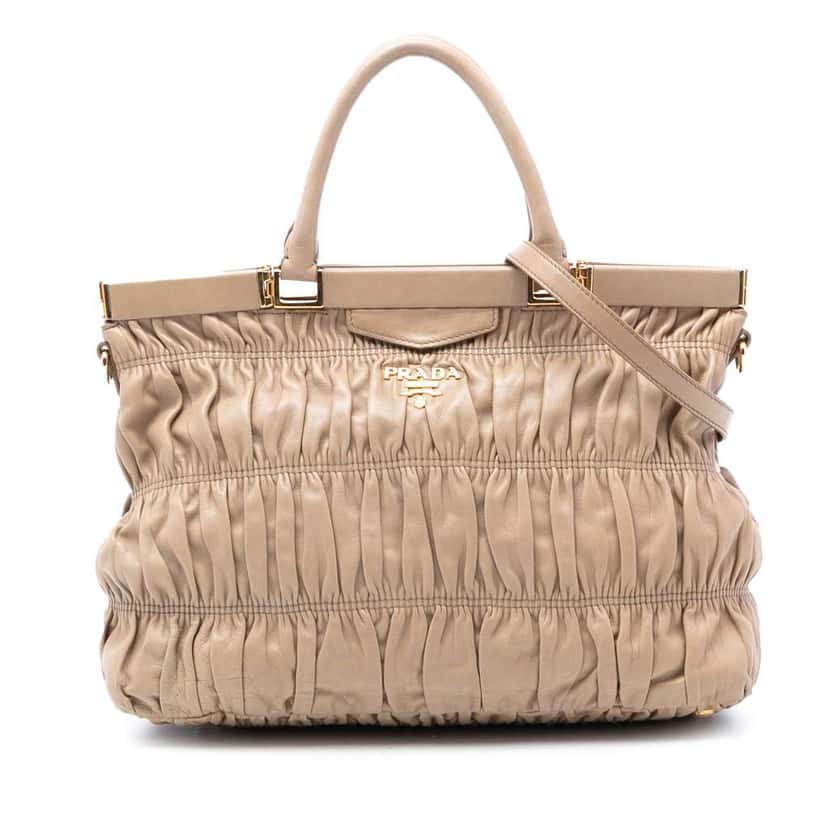 Prada Nappa Gaufre Satchel Brown Leather Very good condition - Front View