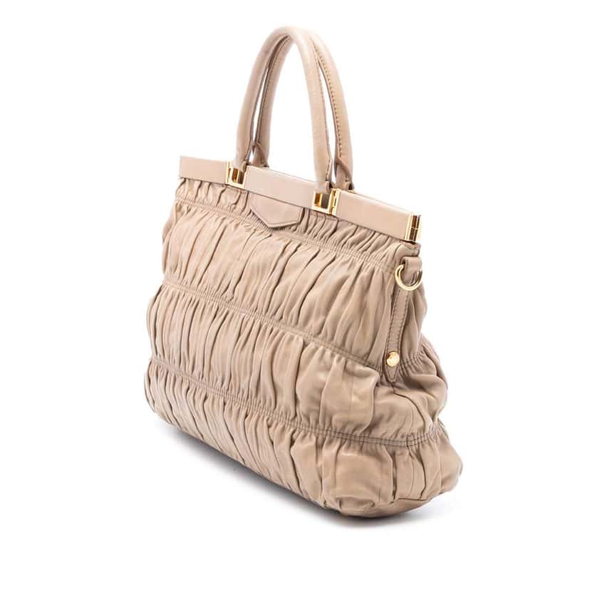 Prada Nappa Gaufre Satchel Brown Leather Very good condition - Back View