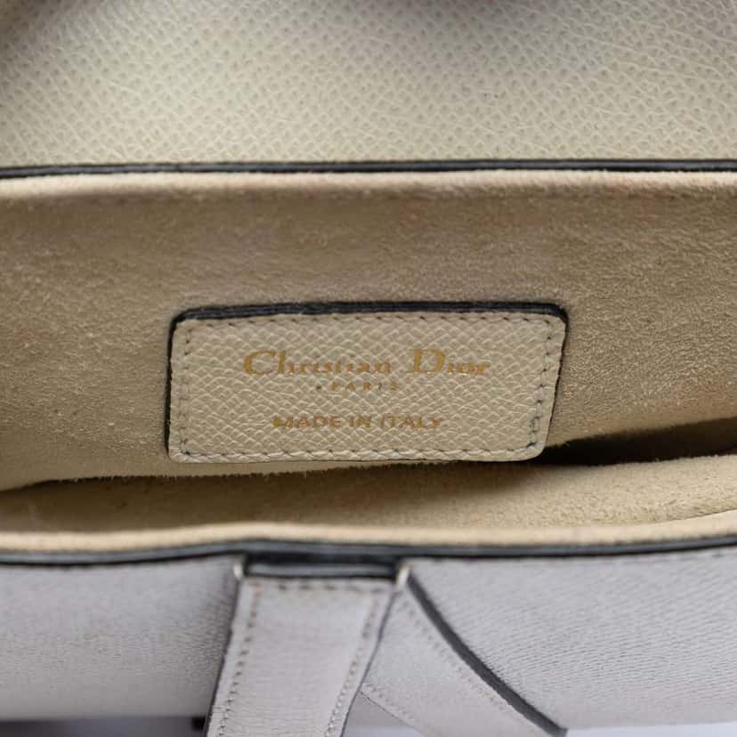 Dior Mini Grained Calfskin Saddle Bag White Leather Very good condition - Box View