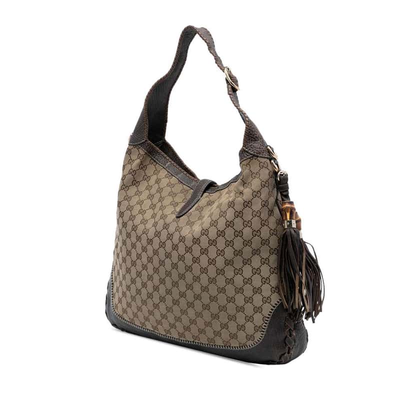 Gucci Large GG Canvas New Jackie Satchel Brown Canvas Good condition - Back View