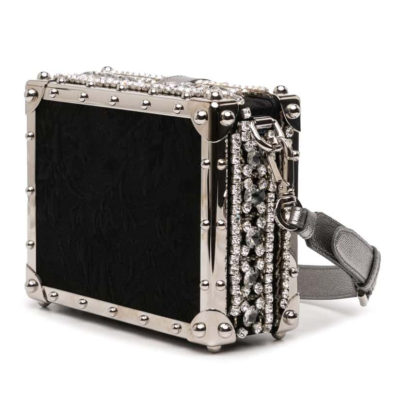 Dolce & Gabbana Rhinestone Embellished Jacquard Dolce Box Bag Black Jacquard Very good condition - Back View