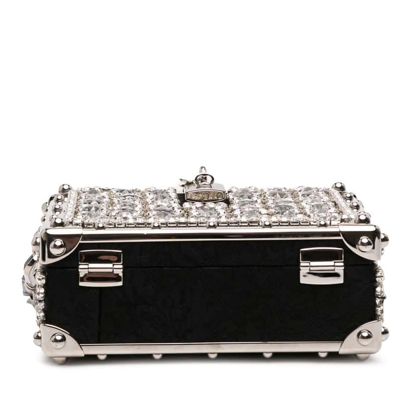 Dolce & Gabbana Rhinestone Embellished Jacquard Dolce Box Bag Black Jacquard Very good condition - Inside View