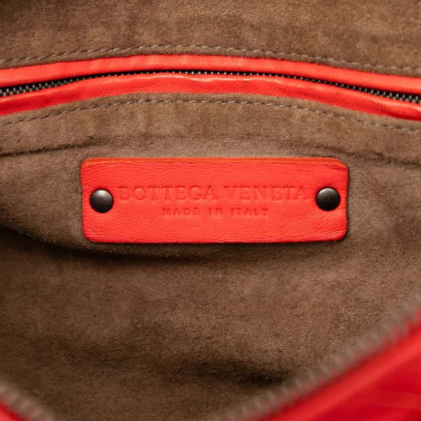 Bottega Veneta Mini Nappa Intrecciato Boston Bag Red Leather Very good condition - Box View