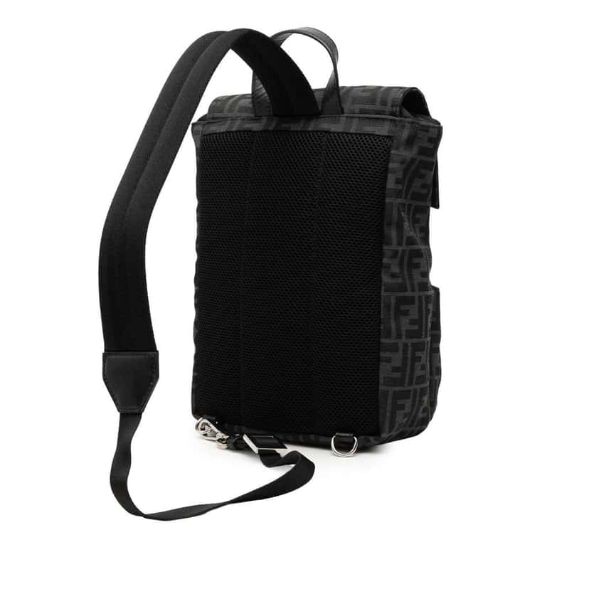 Fendi Small Zucca Canvas Fendiness Backpack Black Canvas Very good condition - Back View