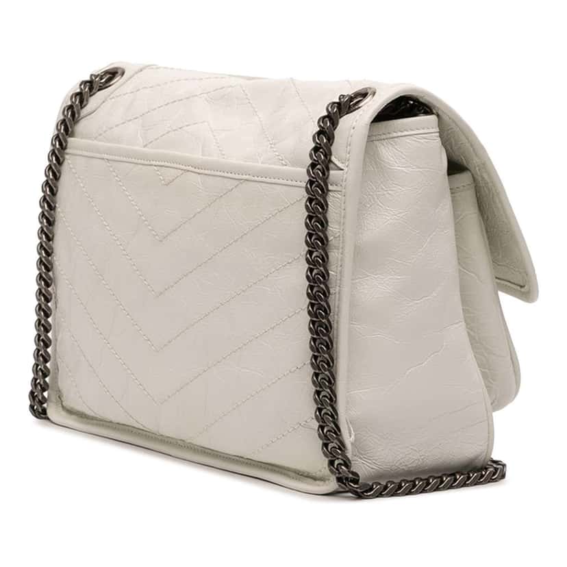 Saint Laurent Medium Crinkled Calfskin Niki White Leather Good condition - Inside View