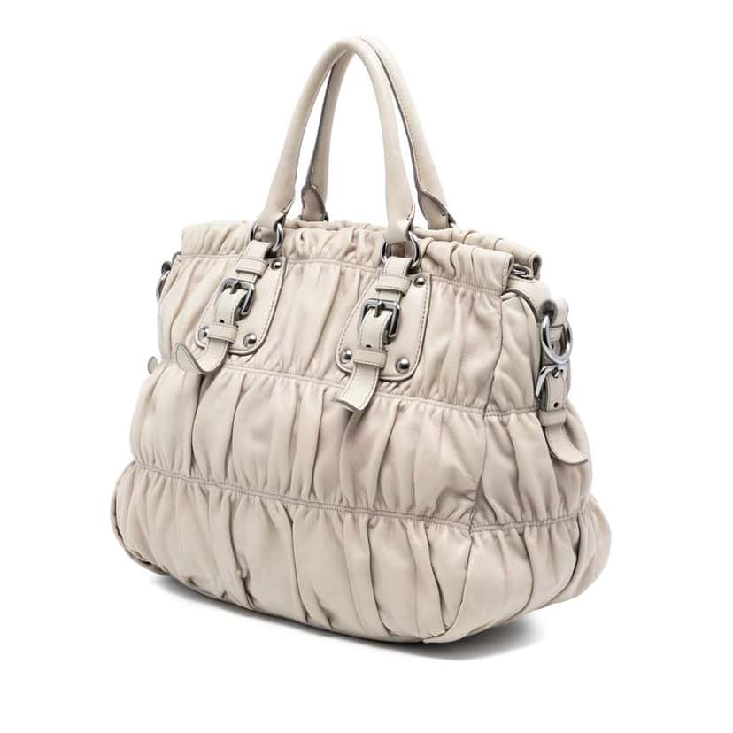 Prada Nappa Gaufre Satchel Brown Leather Good condition - Back View