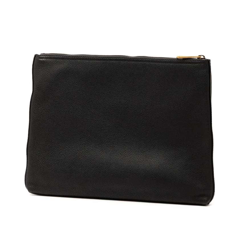 Gucci Medium Leather Logo Portfolio Clutch Black Leather Very good condition - Back View