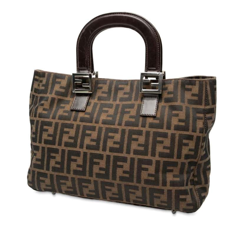 Fendi Small Zucca Canvas Twins Tote Brown Canvas Good condition - Back View