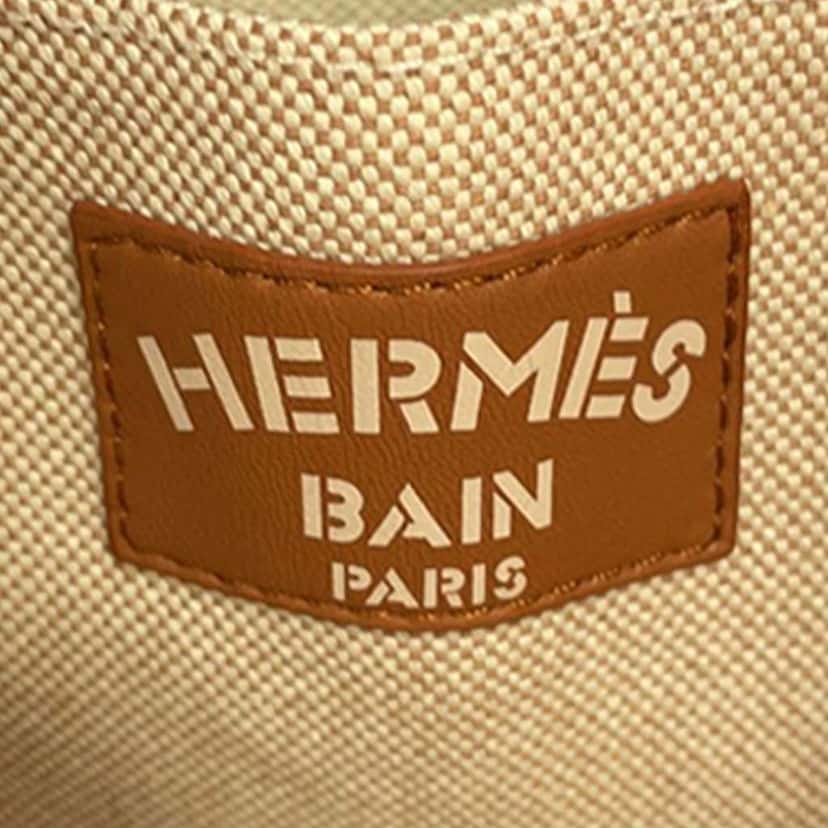 Hermès Toile Escale a la Plage Beach Bag Brown Canvas Very good condition - Box View