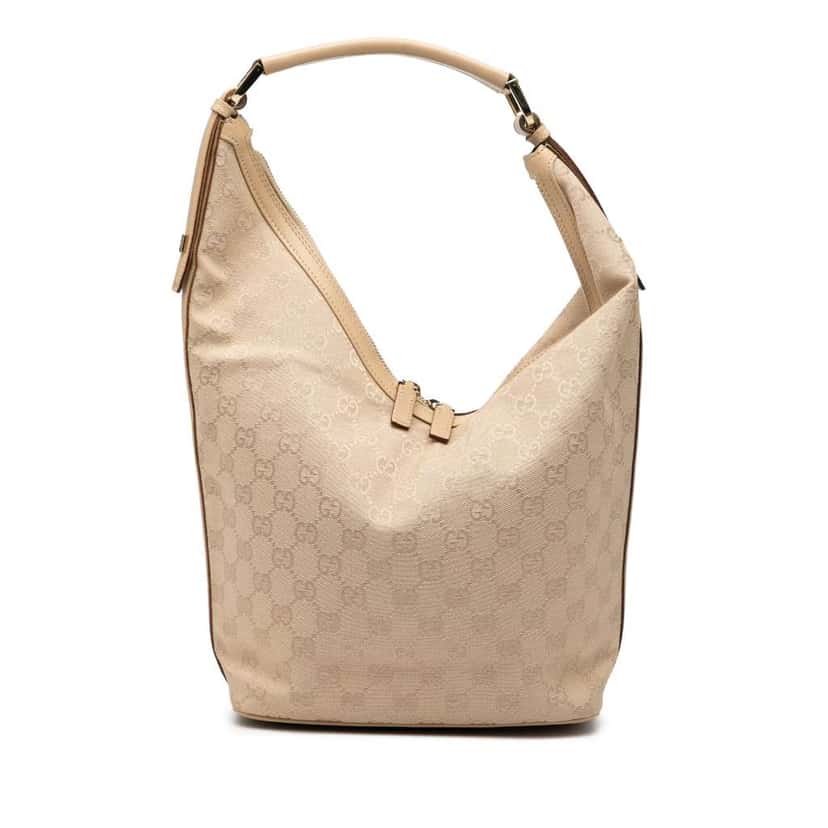 Gucci GG Canvas Half Moon Hobo Brown Canvas Good condition - Front View