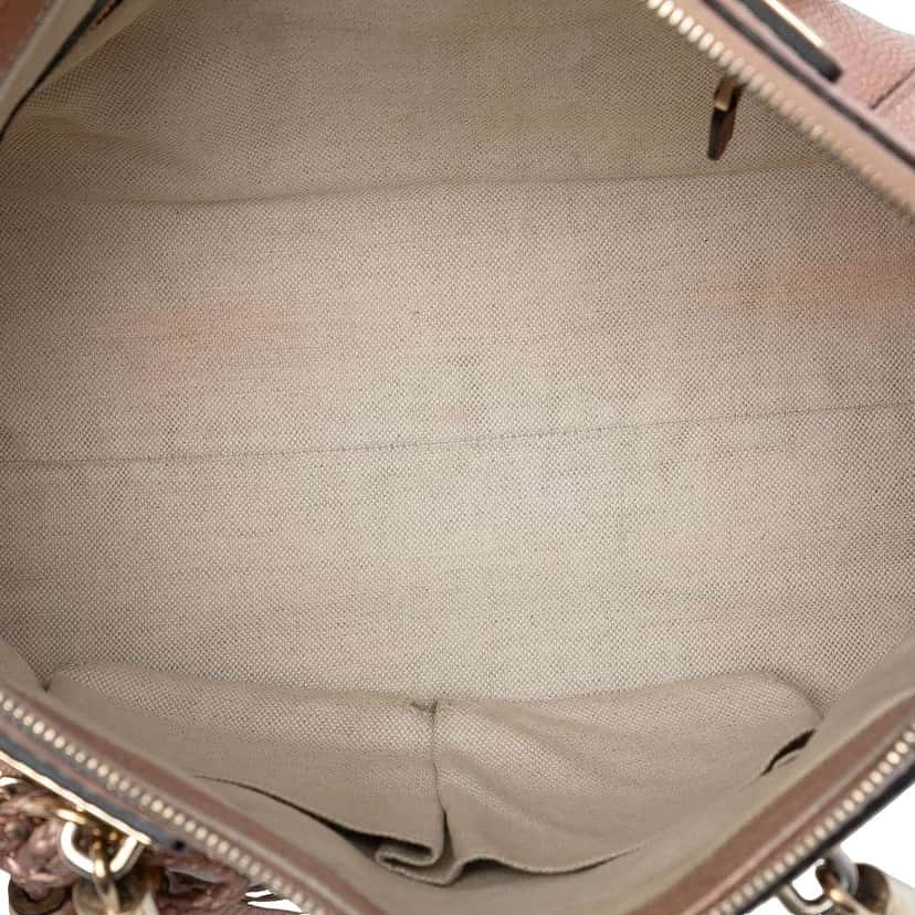 Gucci Metallic Pebbled Calfskin Bella Satchel Pink Leather Good condition - Model View