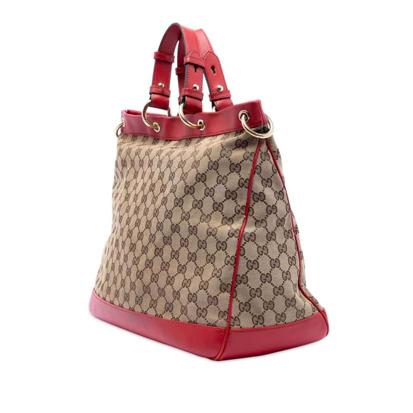 Gucci Medium GG Canvas Valentine Top Handle Bag Brown Canvas Good condition - Back View