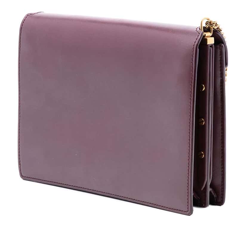 Saint Laurent Smooth Calfskin Monogram Cassandra Clasp Bag Red Leather Very good condition - Back View
