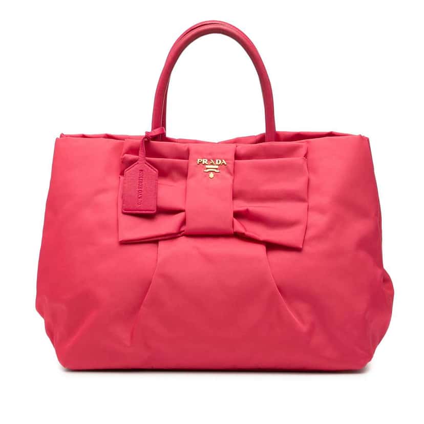 Prada Tessuto Fiocco Bow Tote Pink Very good condition - Front View