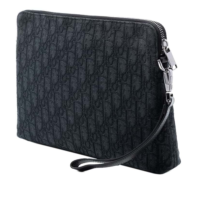 Dior Oblique Canvas A4 Zipped Pouch Black Canvas Good condition - Back View