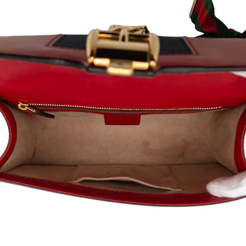 Gucci Small Leather Sylvie Web Satchel Red Leather Very good condition - Model View