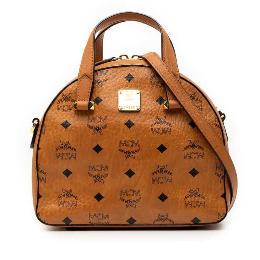 MCM Visetos Coated Canvas Essential Disco Satchel Brown Canvas Very good condition - Front View