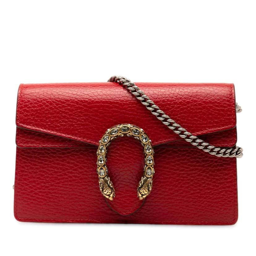 Gucci Mini Leather Dionysus Crossbody Red Leather Very good condition - Front View