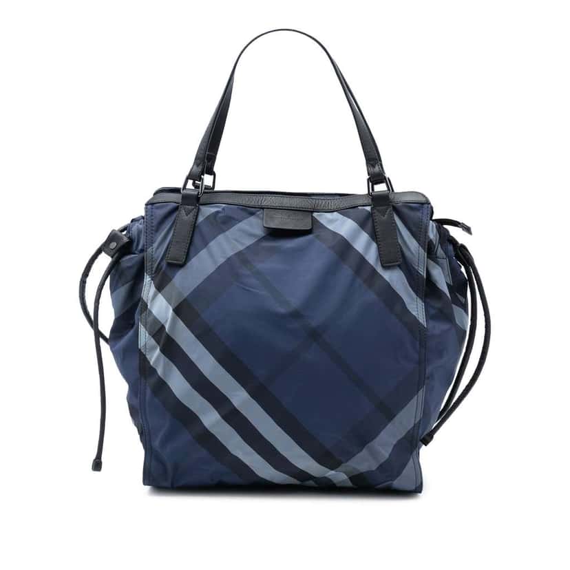 Burberry Supernova Check Nylon Buckleigh Tote Blue Very good condition - Front View