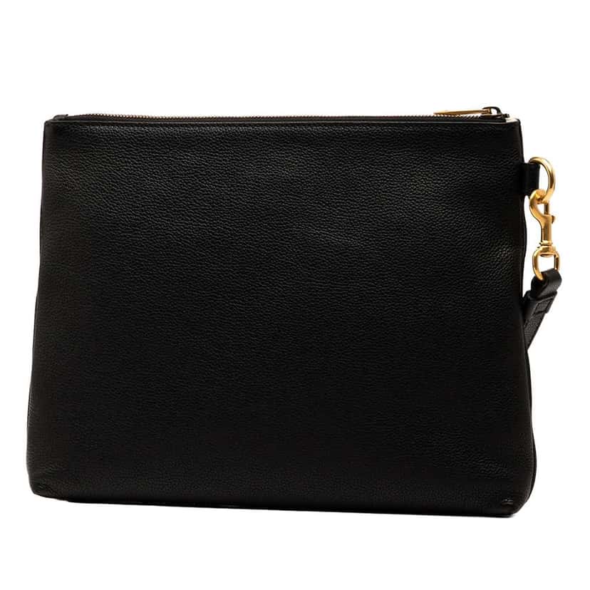 Gucci Leather Logo Clutch Black Leather Good condition - Back View