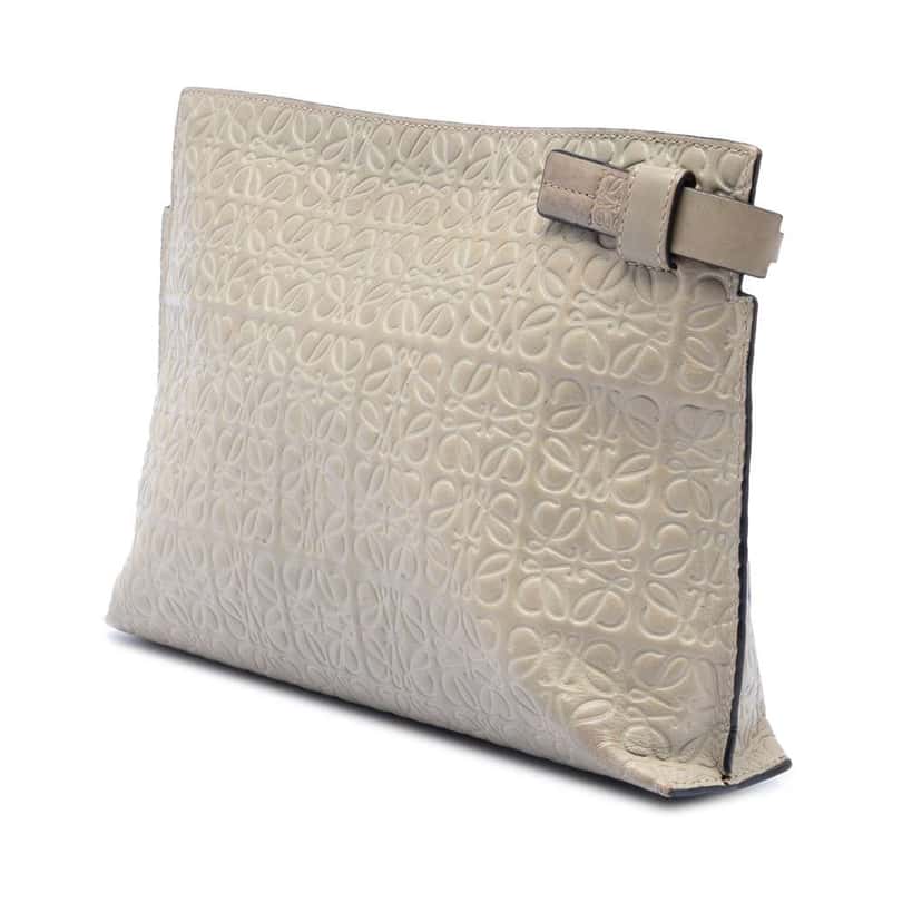 Loewe Embossed Calfskin Anagram Repeat T Clutch Brown Leather Very good condition - Back View