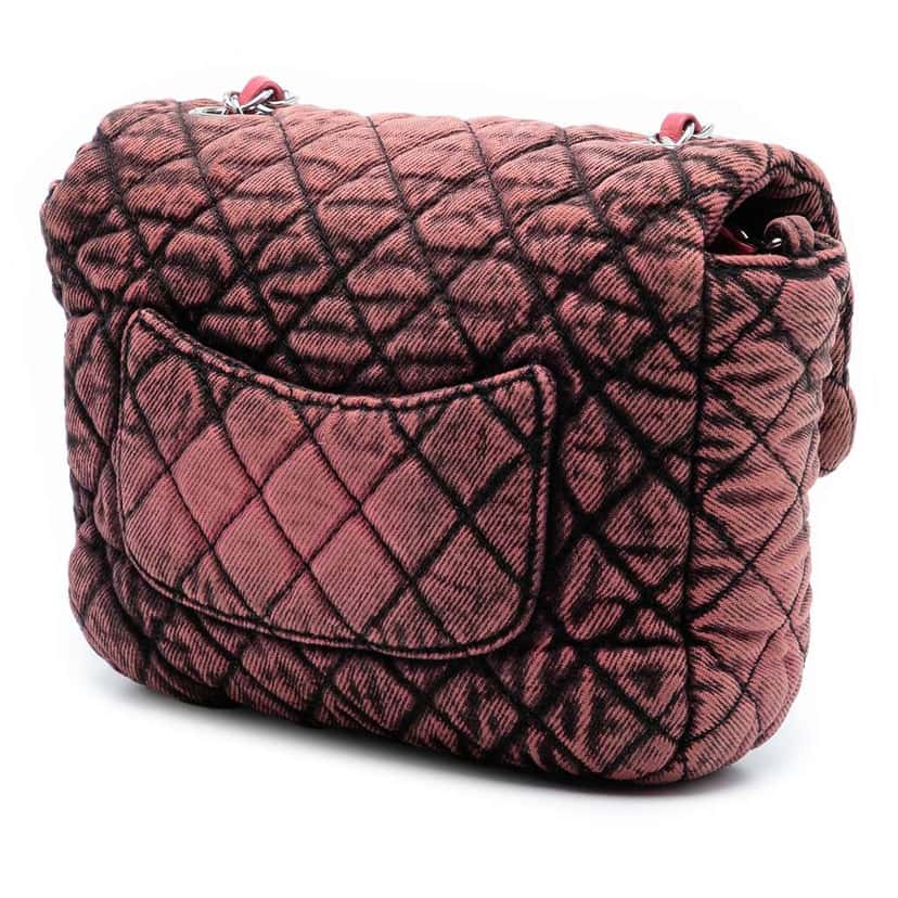 Chanel Small Square CC Quilted Denimpression Single Flap Pink Denim Very good condition - Back View