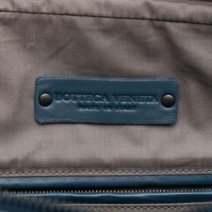 Bottega Veneta Nappa Intrecciato Business Bag Blue Leather Good condition - Box View