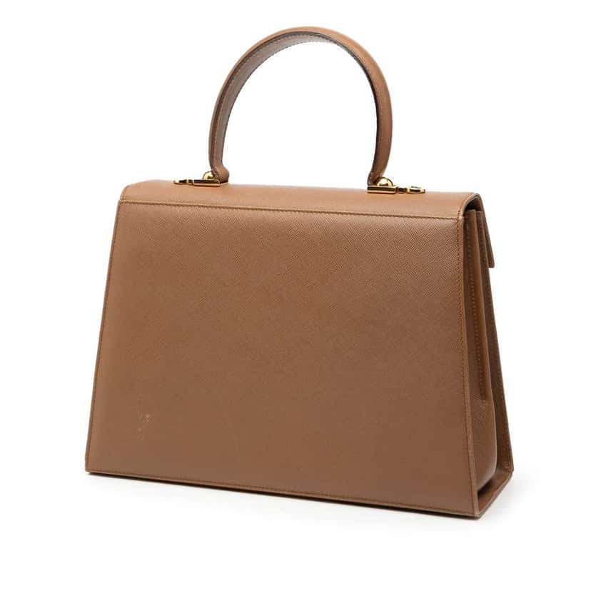 Salvatore Ferragamo Leather Gancini Iconic Top Handle Bag Brown Leather Good condition - Back View
