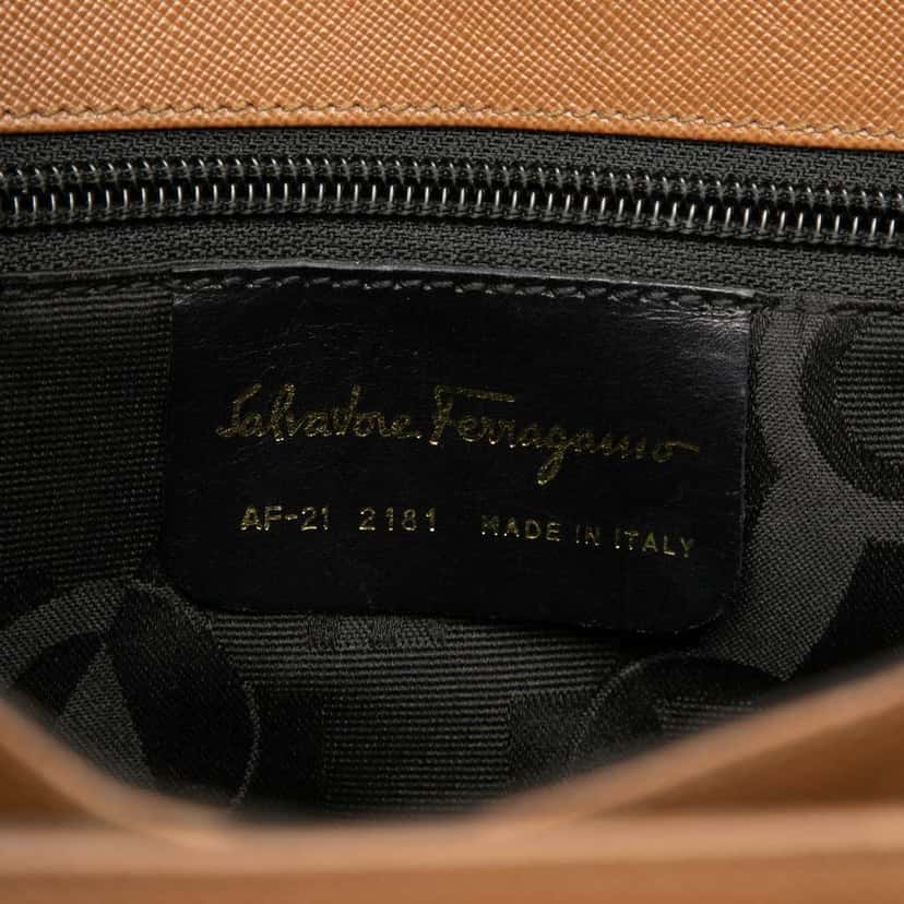 Salvatore Ferragamo Leather Gancini Iconic Top Handle Bag Brown Leather Good condition - Box View