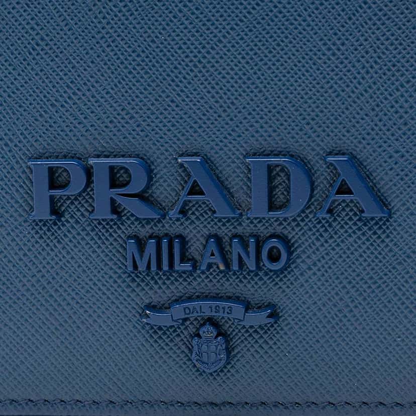 Prada Saffiano Lux Monochrome Wallet on Chain Blue Leather Very good condition - Box View