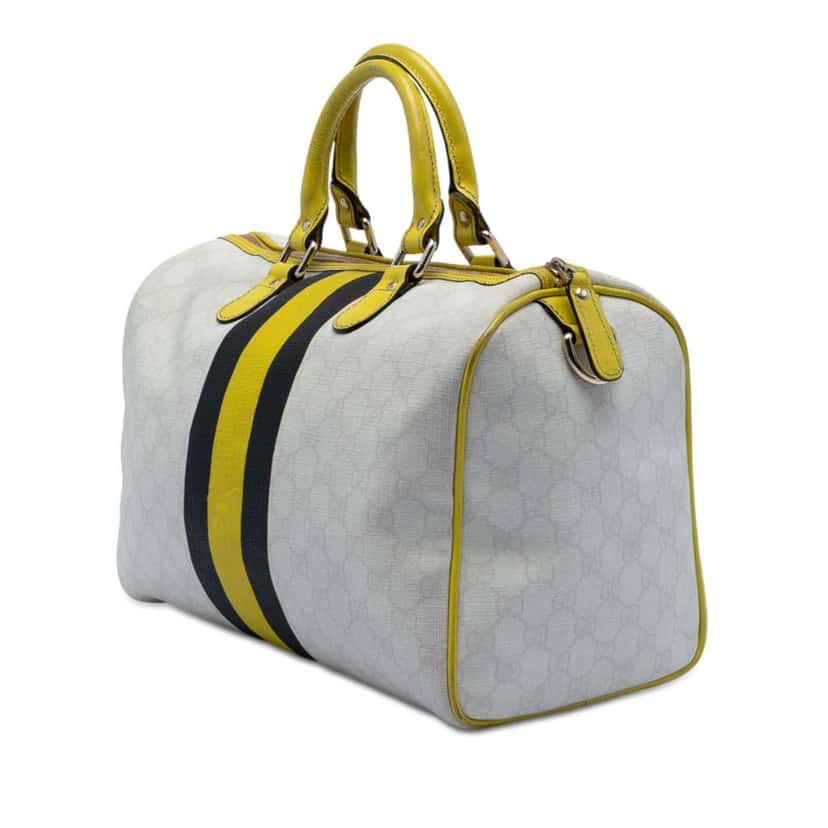 Gucci Medium GG Supreme Joy Web Boston White Canvas Fair condition - Back View