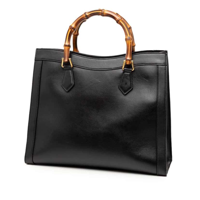Gucci Medium Bamboo Calfskin Diana Tote Black Leather Very good condition - Back View