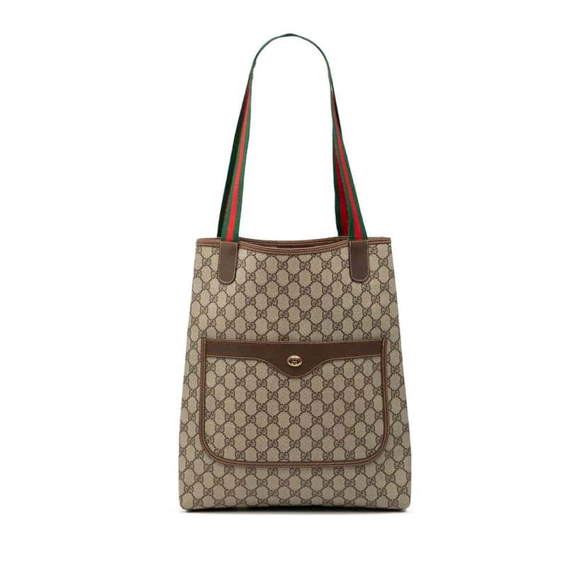 Gucci GG Supreme Web Tote Brown Canvas Good condition - Front View