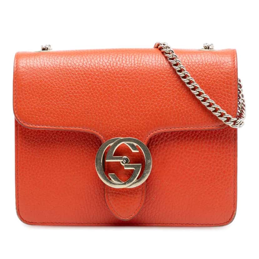 Gucci Small Dollar Calfskin Interlocking G Crossbody Orange Leather Very good condition - Front View