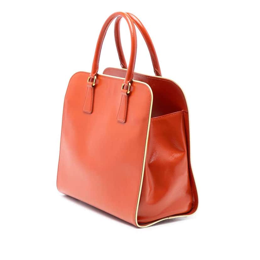 Prada Saffiano Vernice Open Convertible Tote Orange Leather Good condition - Back View