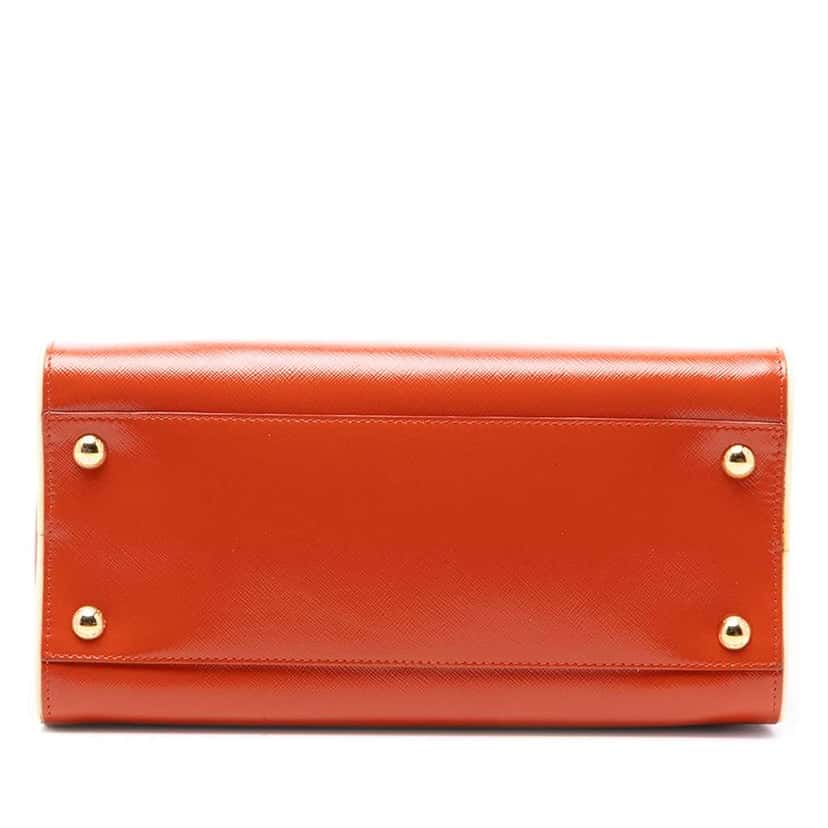 Prada Saffiano Vernice Open Convertible Tote Orange Leather Good condition - Inside View