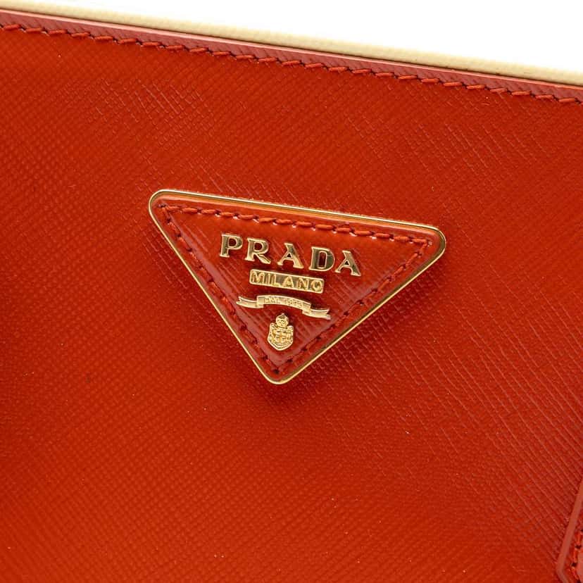 Prada Saffiano Vernice Open Convertible Tote Orange Leather Good condition - Box View