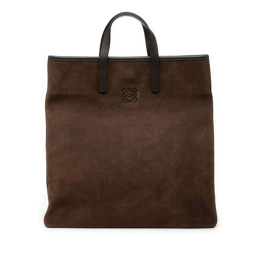 Loewe Suede Anagram Tote Brown Leather Very good condition - Front View