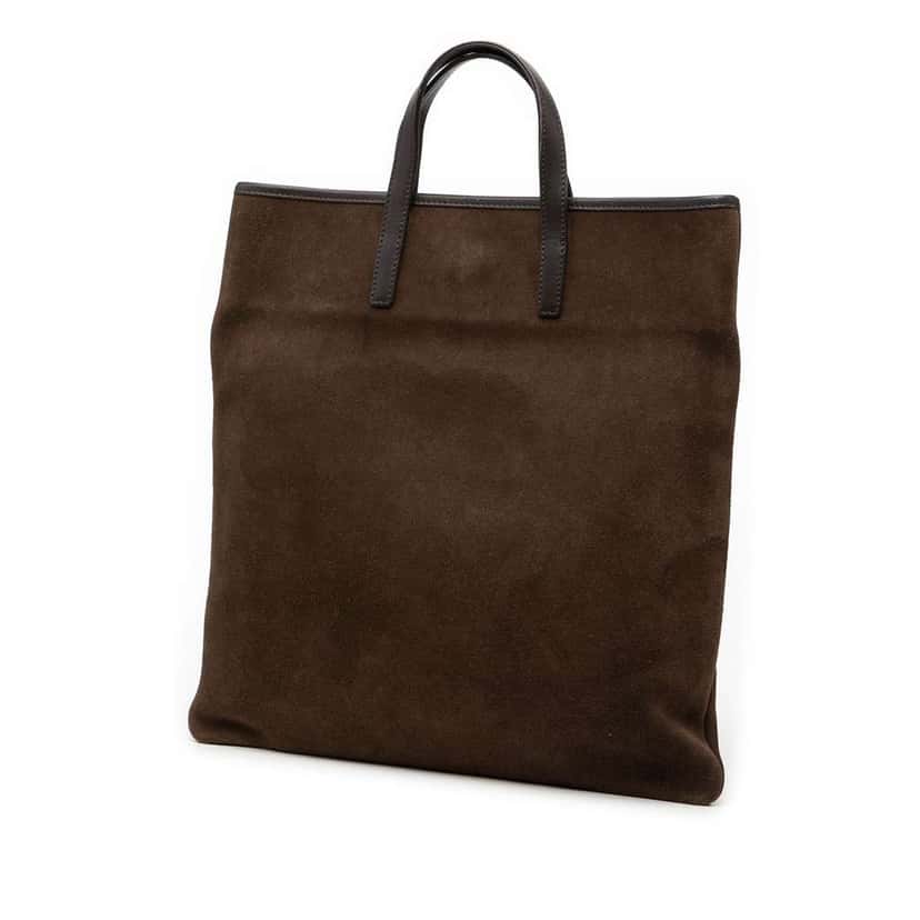 Loewe Suede Anagram Tote Brown Leather Very good condition - Back View