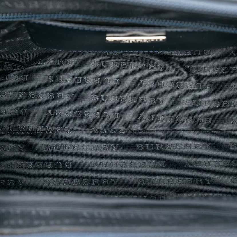 Burberry House Check Embossed Leather Handbag Blue Leather Very good condition - Model View