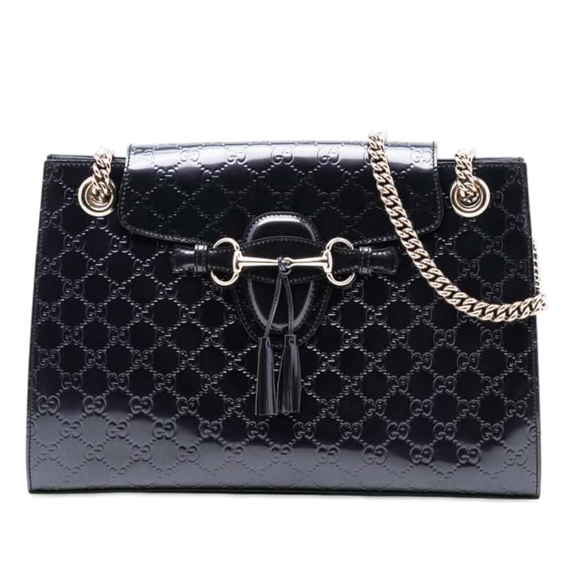 Gucci Large Guccissima Patent Emily Shoulder Bag Purple Leather Good condition - Front View