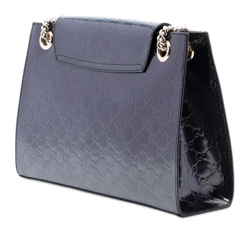 Gucci Large Guccissima Patent Emily Shoulder Bag Purple Leather Good condition - Back View