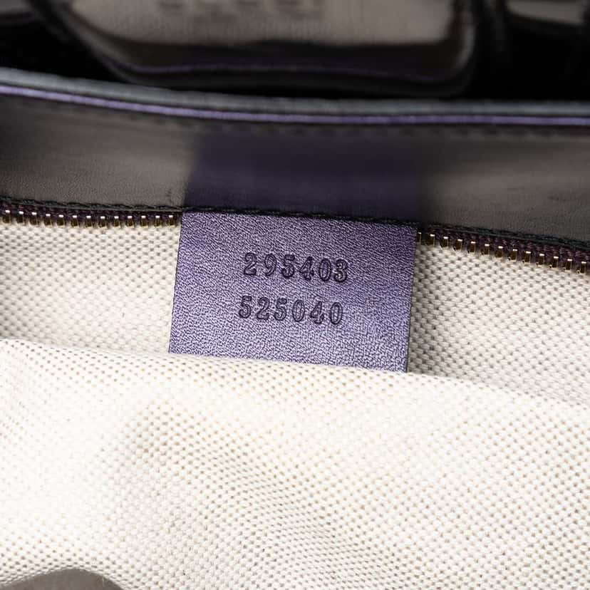 Gucci Large Guccissima Patent Emily Shoulder Bag Purple Leather Good condition - Box View