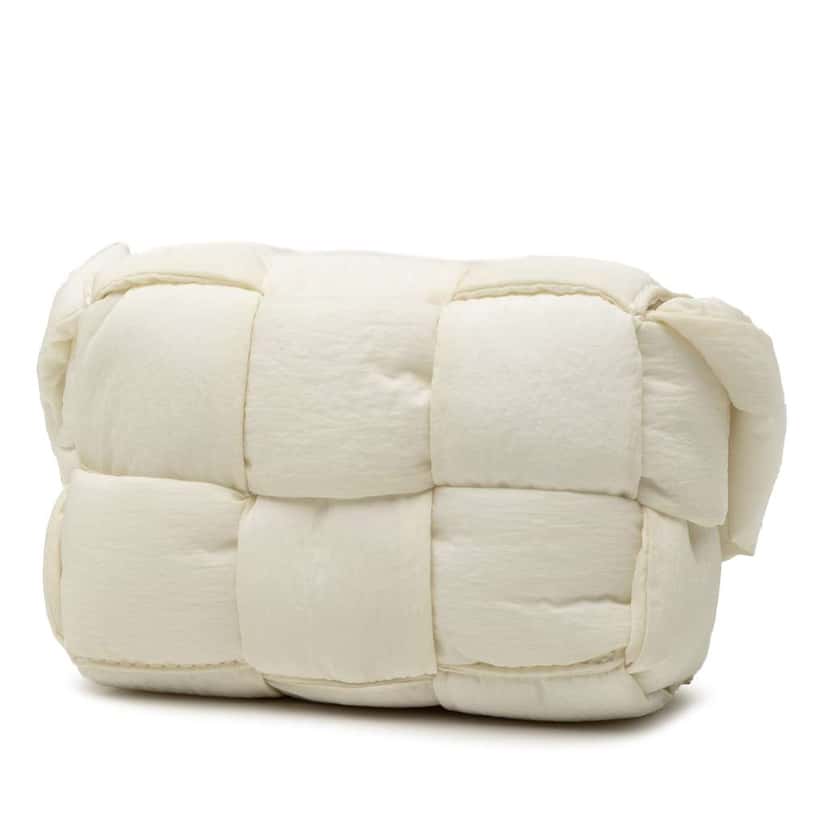 Bottega Veneta Candy Nylon Intrecciato Padded Tech Cassette Crossbody White Very good condition - Back View