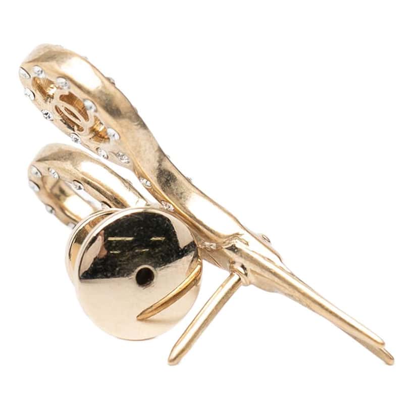 Chanel CC Gold Plated Strass Scissors Brooch Pin Gold Metal Good condition - Inside View