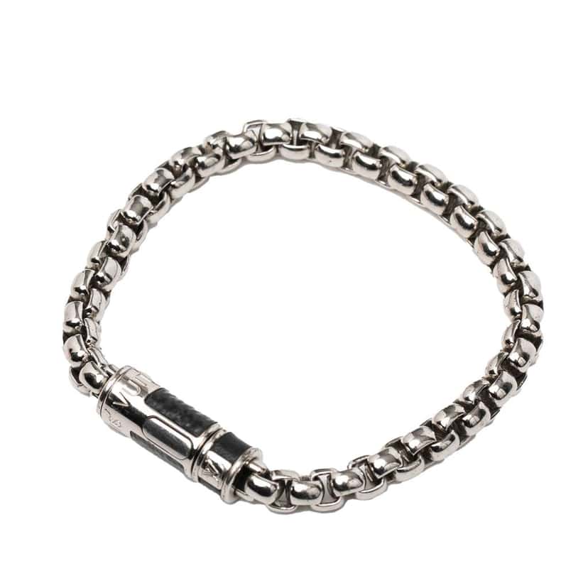 Louis Vuitton Silver Plated Monogram Eclipse Chain Bracelet Silver Brass Very good condition - Back View